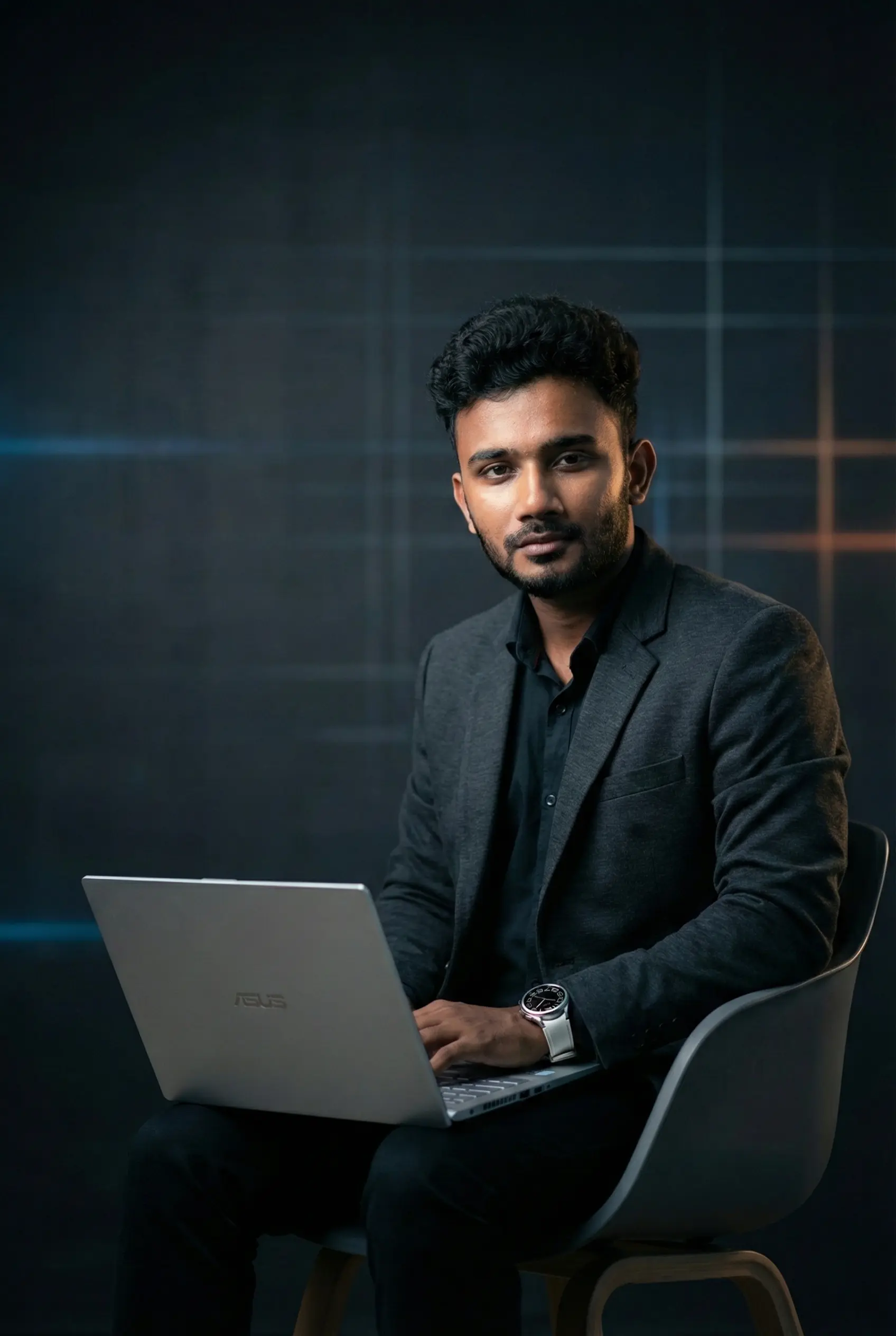 Vidhu Vinodhanan planning long-term SEO and digital growth strategies using a laptop